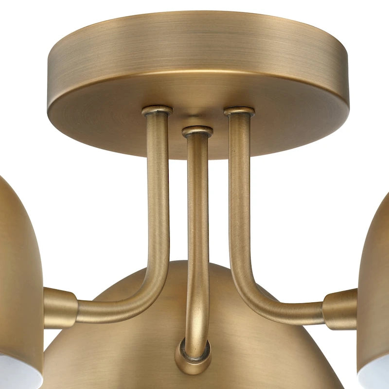 Nathan James Argo Semi Flush Ceiling Mount 3-Light Fixture with Retro Rounded Shade