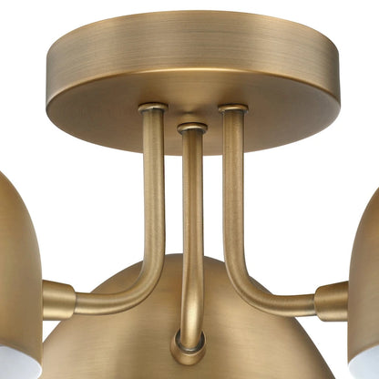Nathan James Argo Semi Flush Ceiling Mount 3-Light Fixture with Retro Rounded Shade
