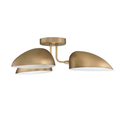 Nathan James Argo Semi Flush Ceiling Mount 3-Light Fixture with Retro Rounded Shade