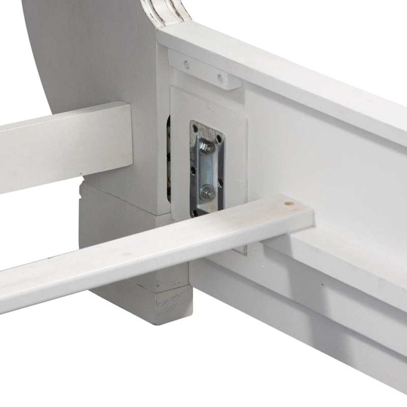 Magnolia Manor Antique White Weathered Bark King California Upholstered Sleigh Bed