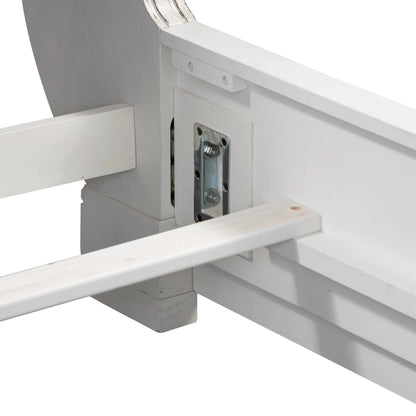 Magnolia Manor Antique White Weathered Bark King California Upholstered Sleigh Bed