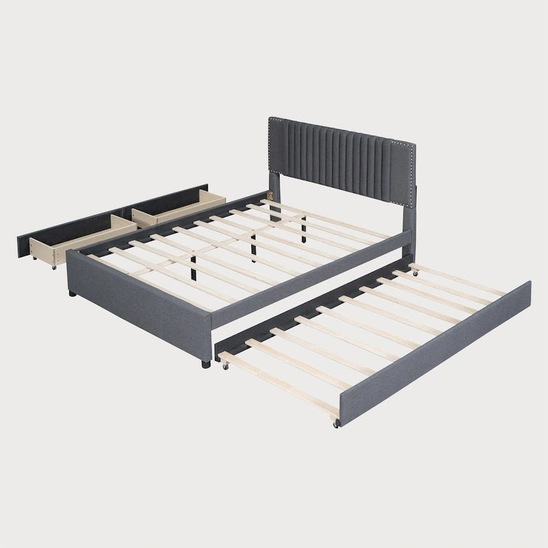 Queen Size Bed with Twin XL Size Trundle