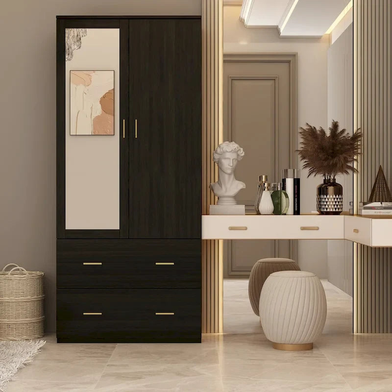 Timechee Armoire Wardrobes With Mirror And Hanging