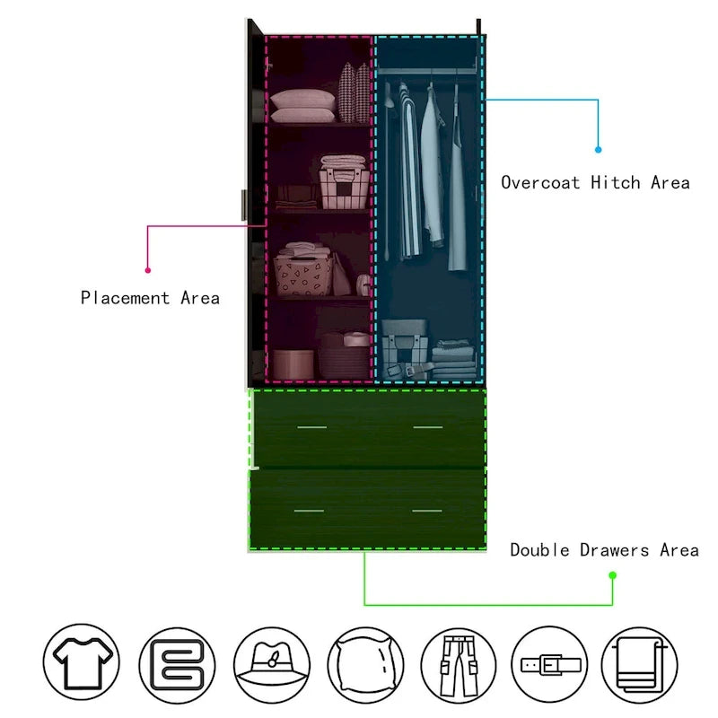Timechee Armoire Wardrobes With Mirror And Hanging