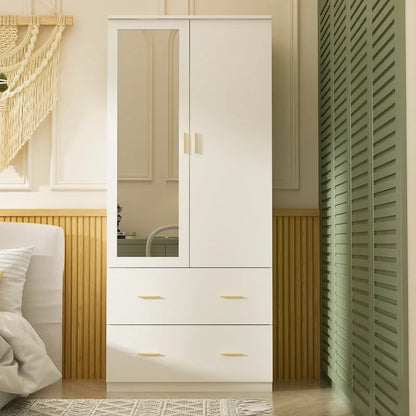 Timechee Armoire Wardrobes With Mirror And Hanging