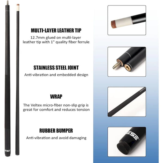 GSE 58 2-Piece Fiberglass Graphite Composite Billiard Pool Cue Stick for Men/Women, Great for House or Commercial/Bar Use