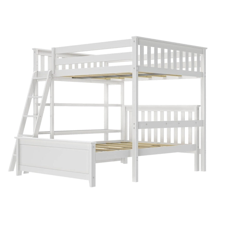 Plank and Beam L-Shaped Full over Full Bunk Bed with Bookcase