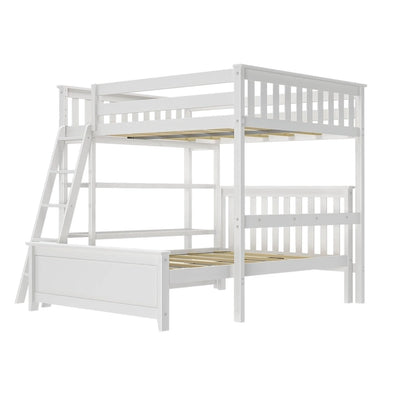 Plank and Beam L-Shaped Full over Full Bunk Bed with Bookcase
