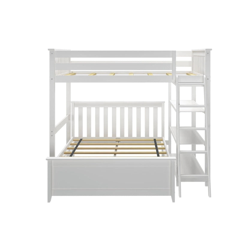 Plank and Beam L-Shaped Full over Full Bunk Bed with Bookcase