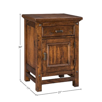 Wolf Creek Rustic Vintage Acacia 1-Door 1-Drawer Nightstand