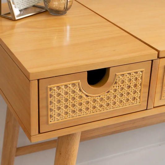 Chantal Natural Wooden 2 Cane Drawer Vanity