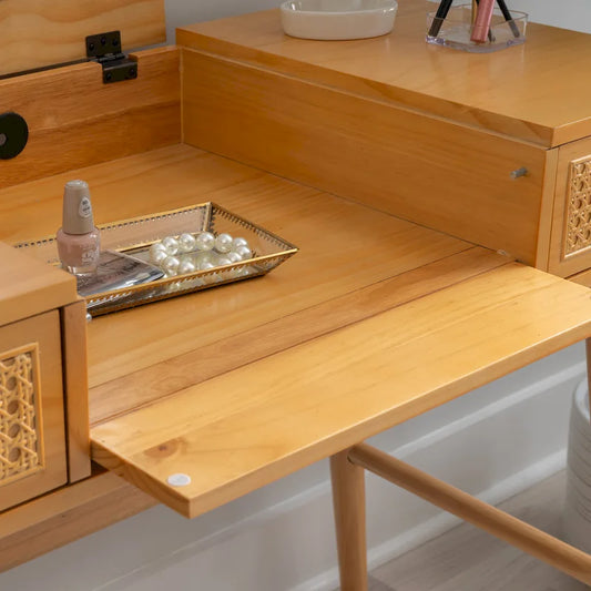 Chantal Natural Wooden 2 Cane Drawer Vanity