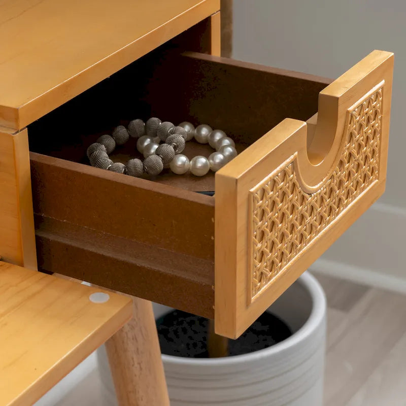 Chantal Natural Wooden 2 Cane Drawer Vanity