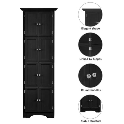 Bathroom Tall Corner Storage Cabinet, Floor Display Storage Cabinet with 8 Doors and 4 Shelves for Bathroom, Living Room