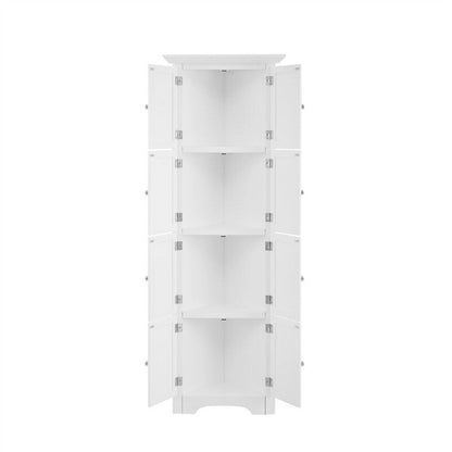Bathroom Tall Corner Storage Cabinet, Floor Display Storage Cabinet with 8 Doors and 4 Shelves for Bathroom, Living Room