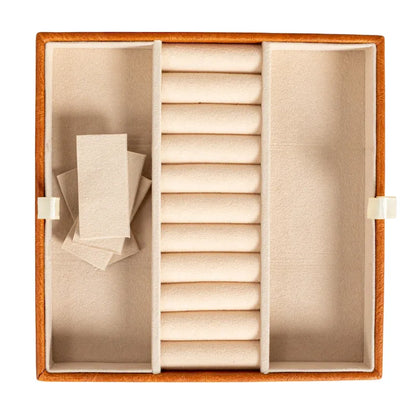 Household Essentials Vegan Leather 2-Layer Jewelry Organizer Box with Clasp Closure - 9.3L x 7.3W x 3.8H