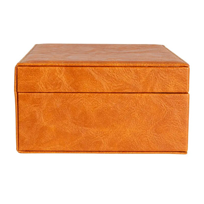 Household Essentials Vegan Leather 2-Layer Jewelry Organizer Box with Clasp Closure - 9.3L x 7.3W x 3.8H