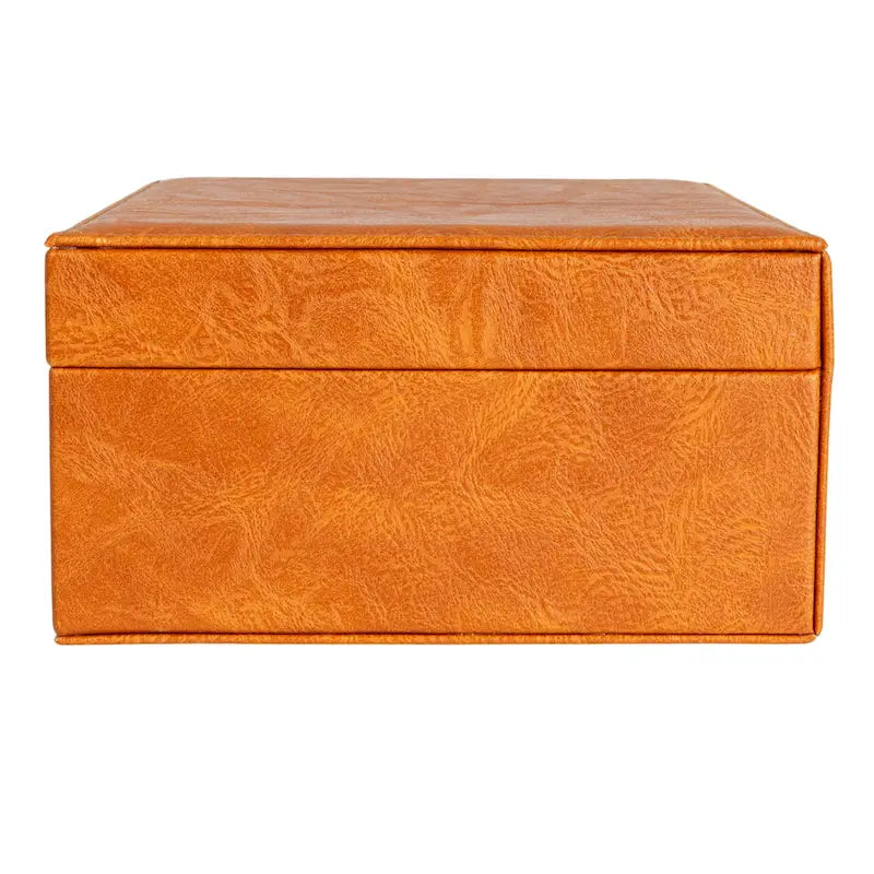 Household Essentials Vegan Leather 2-Layer Jewelry Organizer Box with Clasp Closure - 9.3L x 7.3W x 3.8H