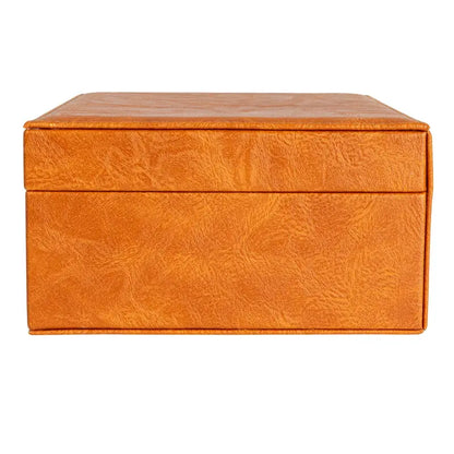 Household Essentials Vegan Leather 2-Layer Jewelry Organizer Box with Clasp Closure - 9.3L x 7.3W x 3.8H