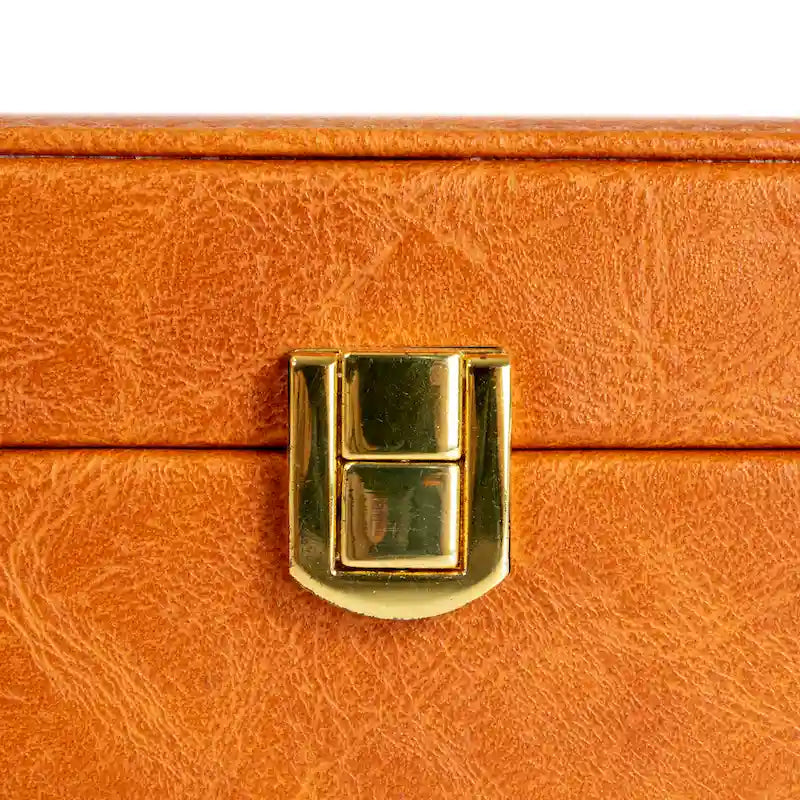 Household Essentials Vegan Leather 2-Layer Jewelry Organizer Box with Clasp Closure - 9.3L x 7.3W x 3.8H