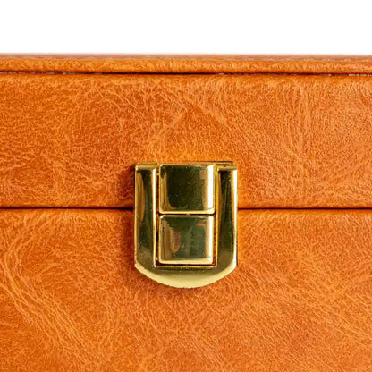 Household Essentials Vegan Leather 2-Layer Jewelry Organizer Box with Clasp Closure - 9.3L x 7.3W x 3.8H