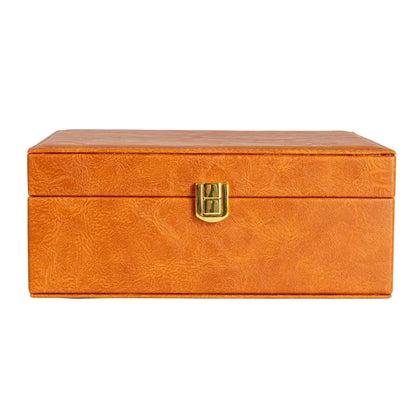 Household Essentials Vegan Leather 2-Layer Jewelry Organizer Box with Clasp Closure - 9.3L x 7.3W x 3.8H