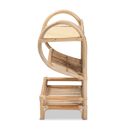 Liora Bohemian Natural Brown Finished Rattan 2-Tier Display Shelf