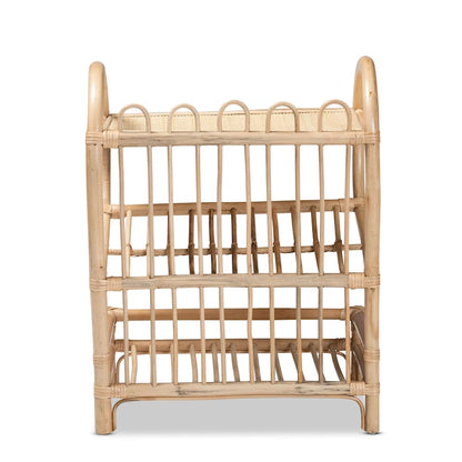 Liora Bohemian Natural Brown Finished Rattan 2-Tier Display Shelf