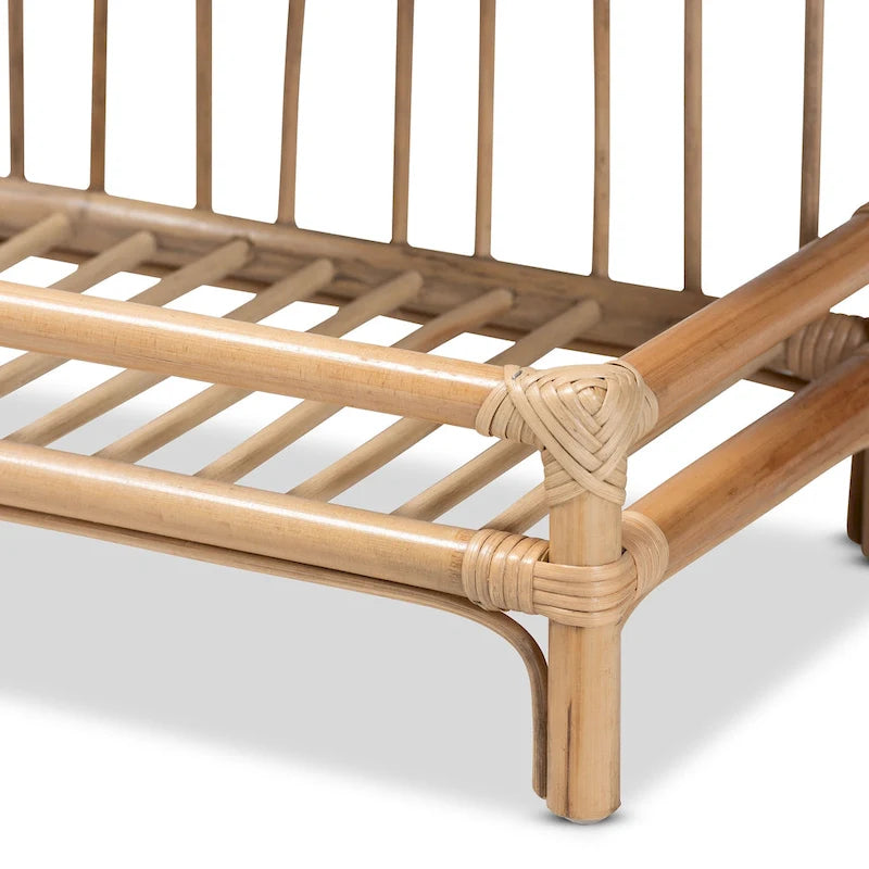 Liora Bohemian Natural Brown Finished Rattan 2-Tier Display Shelf