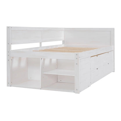 Twin Size Daybed with Drawers and Shelves, Gray