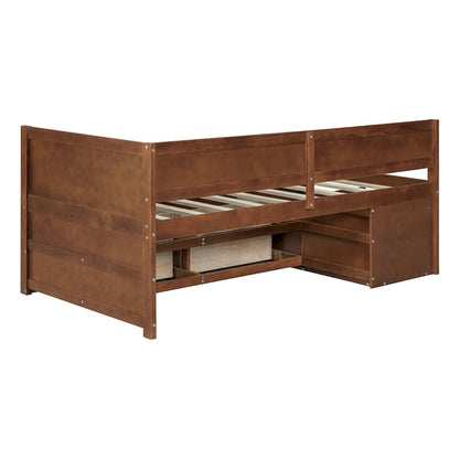 Twin Size Daybed with Drawers and Shelves, Gray