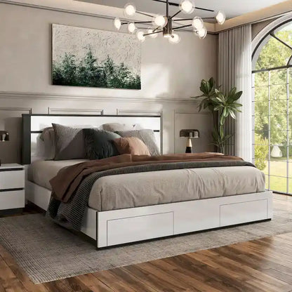 Furniture of America Conjira Modern White 2-Drawer Platform Bed