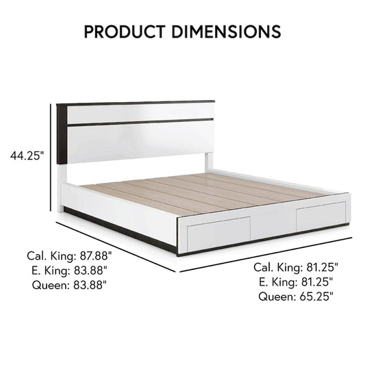 Furniture of America Conjira Modern White 2-Drawer Platform Bed