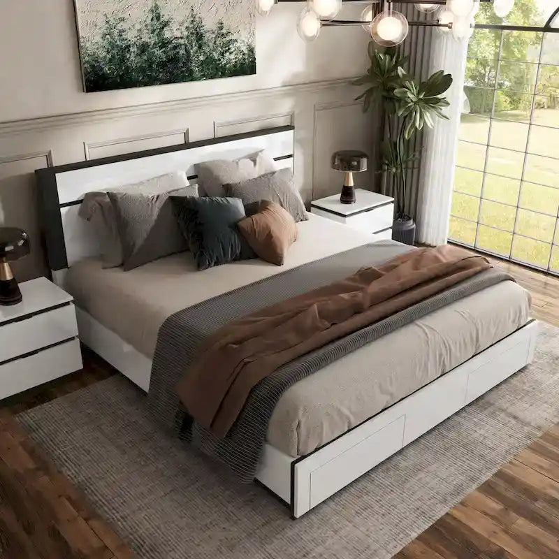 Furniture of America Conjira Modern White 2-Drawer Platform Bed