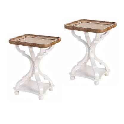 COZAYH Set of 2 Rustic Farmhouse Tray Top End Table