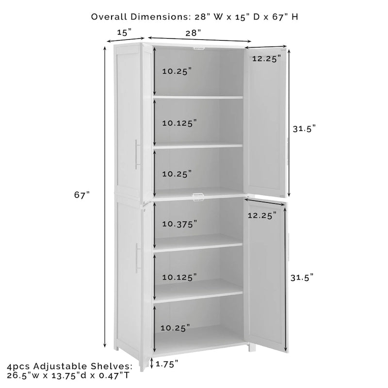 Crosley Savannah Tall Kitchen Storage Pantry - 28 w x 15 d x 67 h