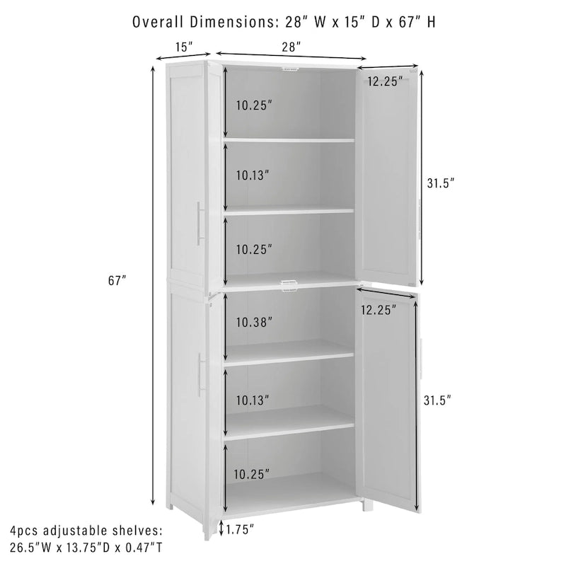 Crosley Savannah Tall Kitchen Storage Pantry - 28 w x 15 d x 67 h