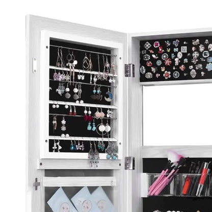 PVC Wood Grain Coating Whole Body Mirror Jewelry Armoires Cabinet