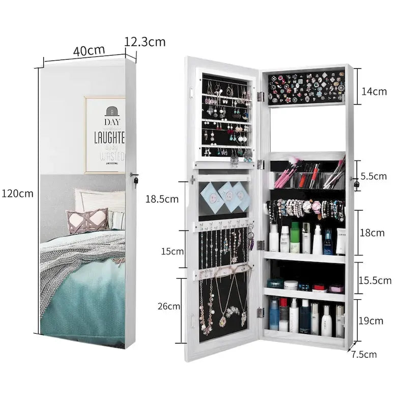 PVC Wood Grain Coating Whole Body Mirror Jewelry Armoires Cabinet