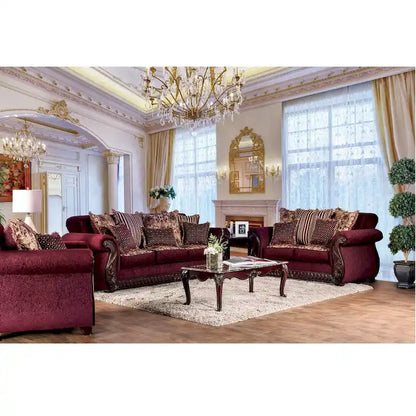 Fova Traditional Fabric Upholstered Rolled Arms Sofa by Furniture of America