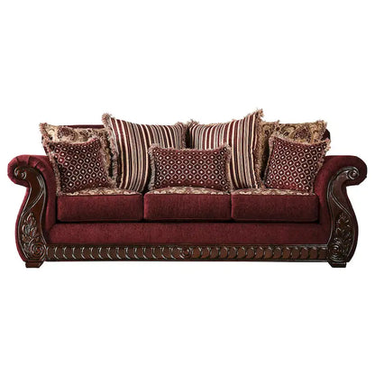 Fova Traditional Fabric Upholstered Rolled Arms Sofa by Furniture of America