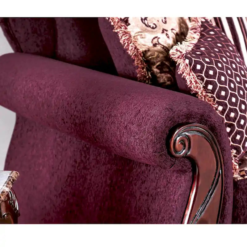 Fova Traditional Fabric Upholstered Rolled Arms Sofa by Furniture of America