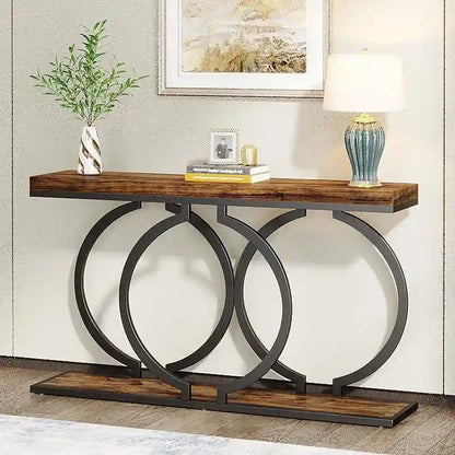 55 inch Gold Console Table, Faux Marble Entryway Table Narrow Long Sofa Table, Modern Accent Table for Living Room