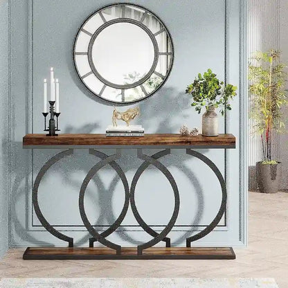 55 inch Gold Console Table, Faux Marble Entryway Table Narrow Long Sofa Table, Modern Accent Table for Living Room