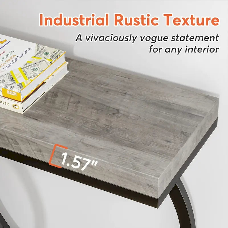 55 inch Gold Console Table, Faux Marble Entryway Table Narrow Long Sofa Table, Modern Accent Table for Living Room