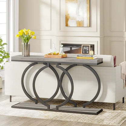 55 inch Gold Console Table, Faux Marble Entryway Table Narrow Long Sofa Table, Modern Accent Table for Living Room