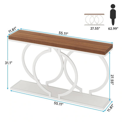 55 inch Gold Console Table, Faux Marble Entryway Table Narrow Long Sofa Table, Modern Accent Table for Living Room