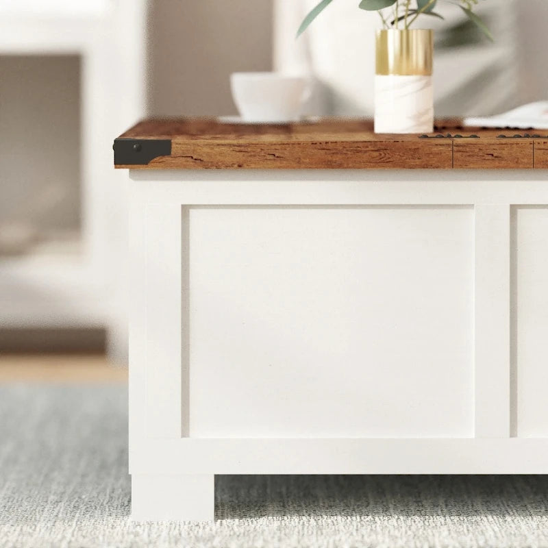 Modern Farmhouse Coffee Table with Hidden Interior Storage
