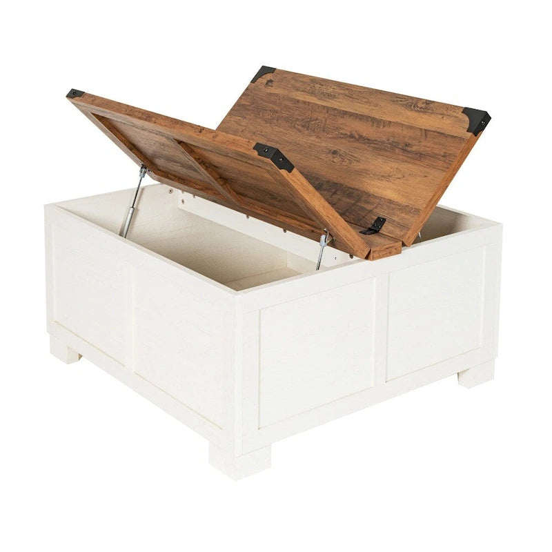Modern Farmhouse Coffee Table with Hidden Interior Storage