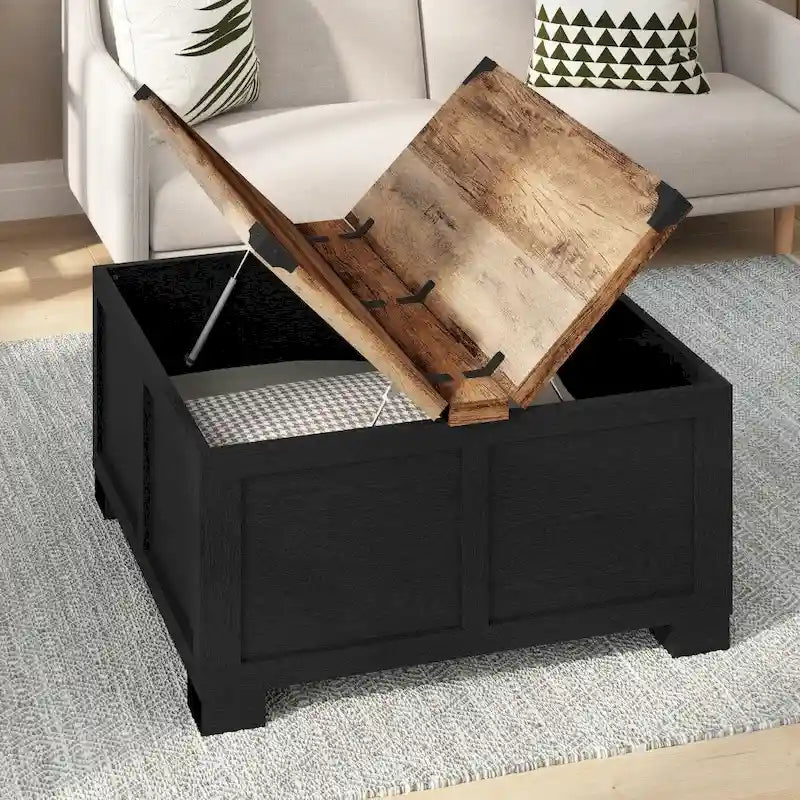 Modern Farmhouse Coffee Table with Hidden Interior Storage